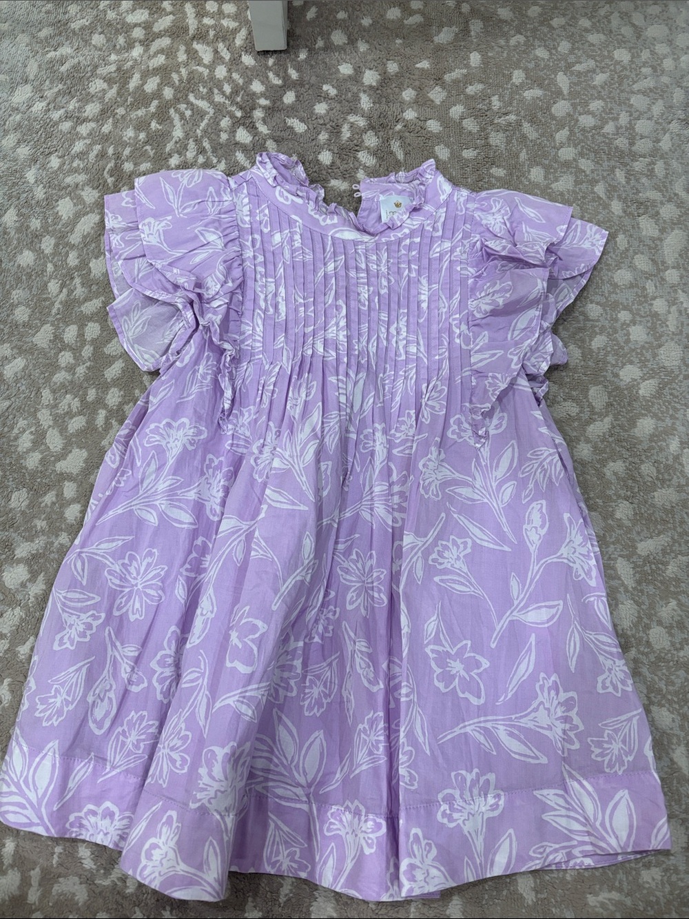 J. Marie Lavender Floral Ruffled Smocked Dress